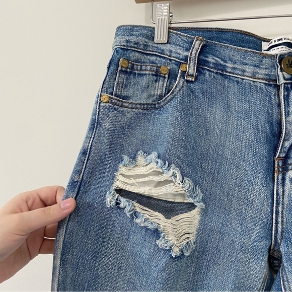 One X One Teaspoon NWT Blue Awesome Baggies Distressed StraightLeg Jeans Size 28 - Picture 3 of 9